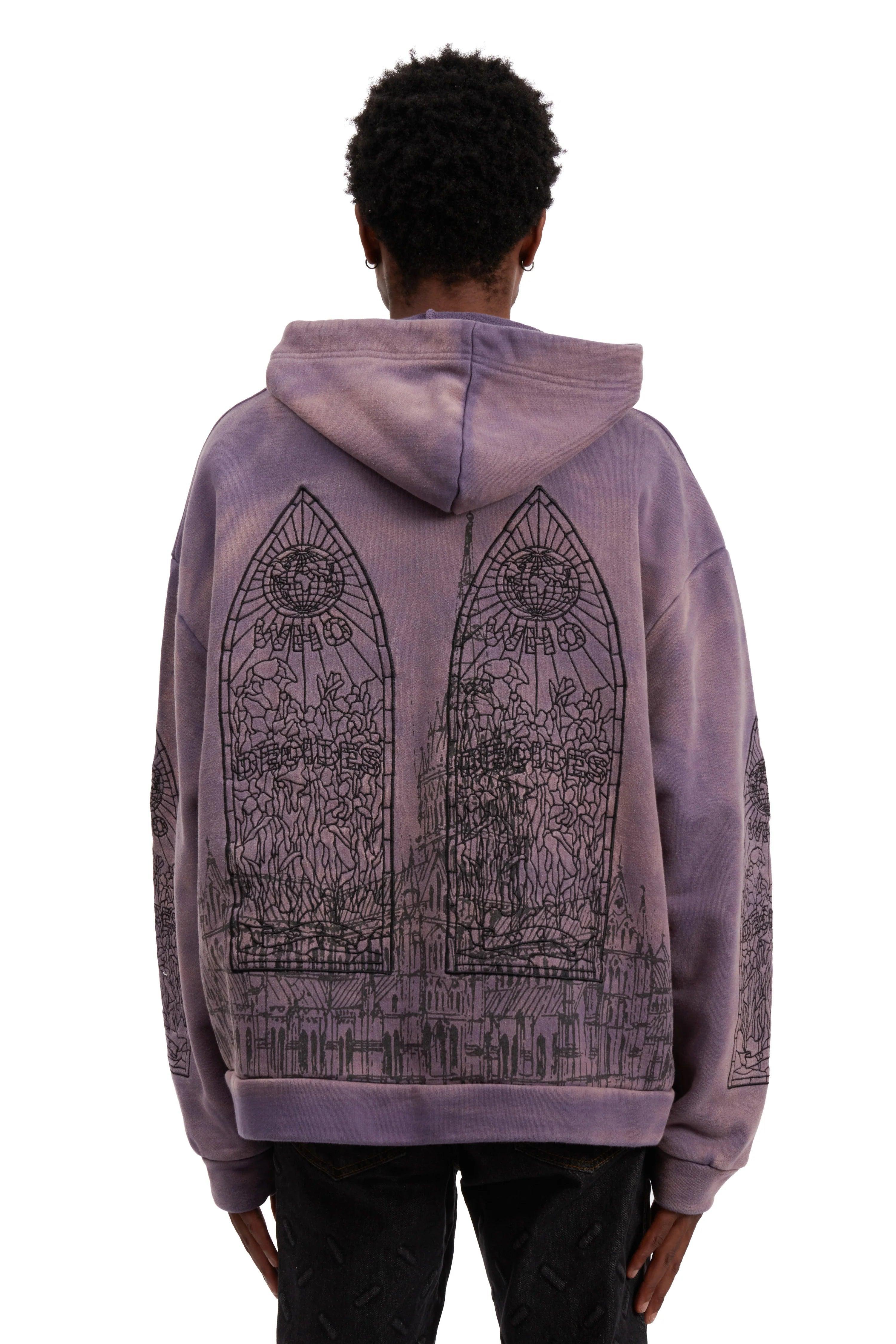 Who Decides War Cathedral Hooded Sweatshirt Purple