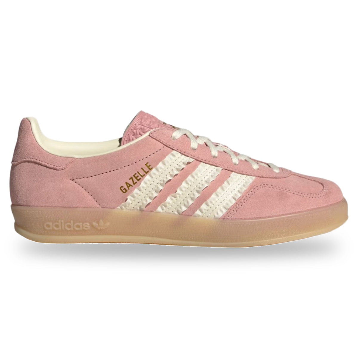Pink Adidas Gazelle sneaker on a white background