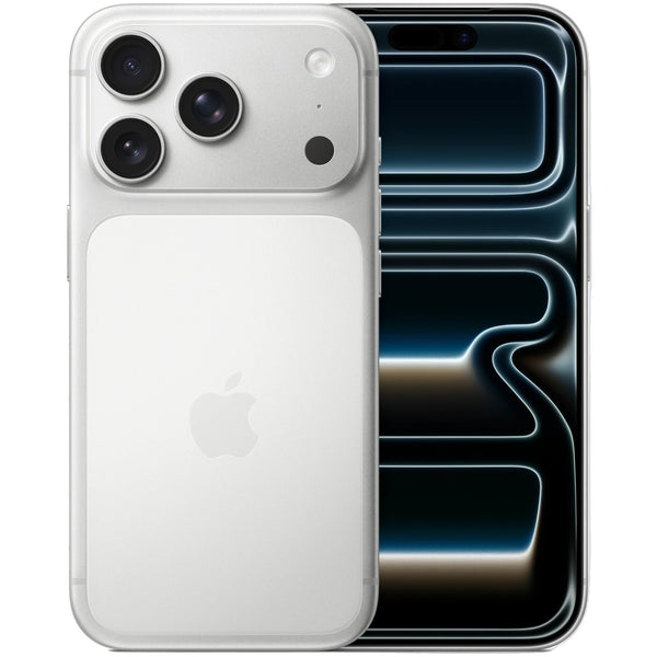 Two smartphones, one white and one black, on a light gray background