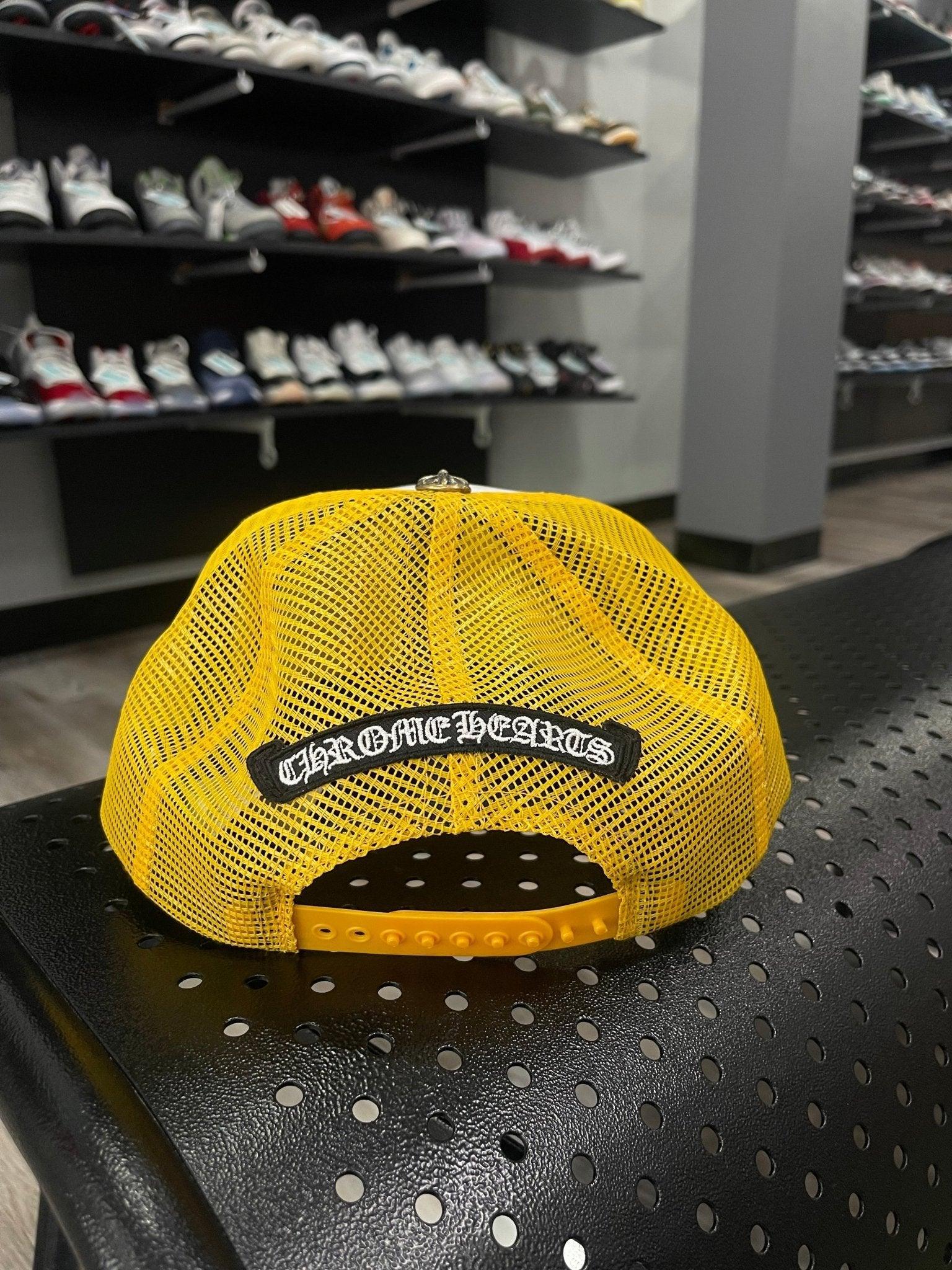 Chrome Hearts Cemetery Cross Trucker Hat Yellow & White - Supra Sneakers