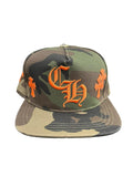 Chrome Hearts Lederpatches Snapback Cap Tarnmuster / Orange
