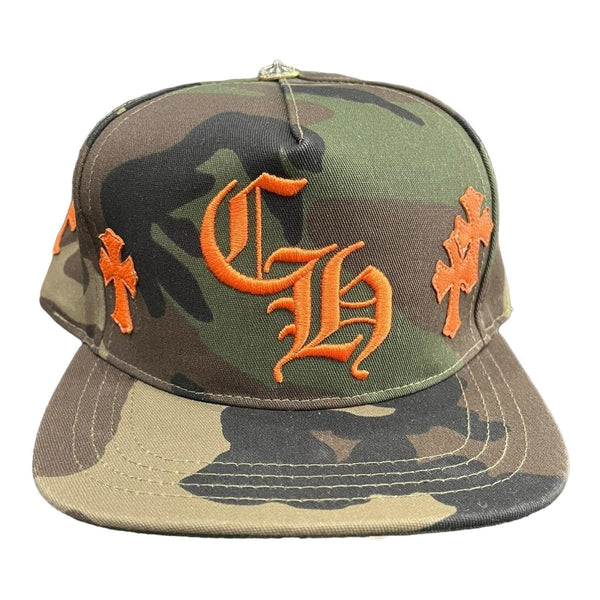 Chrome Hearts Leather Patches Snapback Hat Camo / Orange - Supra Sneakers