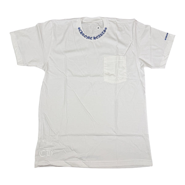 Chrome Hearts Neck Logo Pocket T-Shirt White / Blue