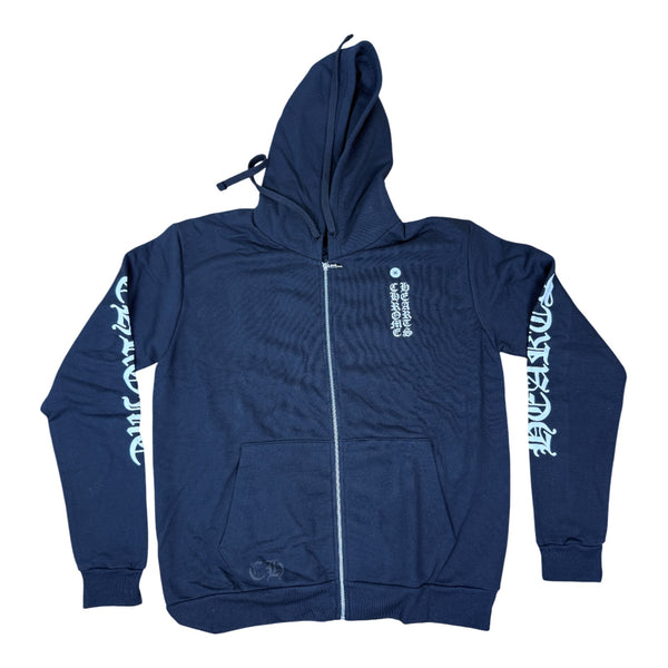 Chrome Hearts Script Zip Up Hoodie Black