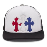 Chrome Hearts Triple Cross USA Trucker Hat Red, White & Blue - Image 1