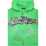Hellstar Graffiti Zip-Up Hoodie Green - Image 3