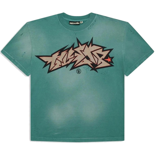 Hellstar Green Crack Print T-Shirt