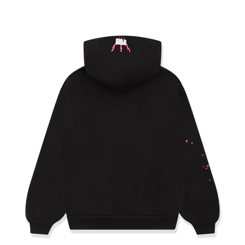 Sp5der Angel Number Hoodie Black & Pink