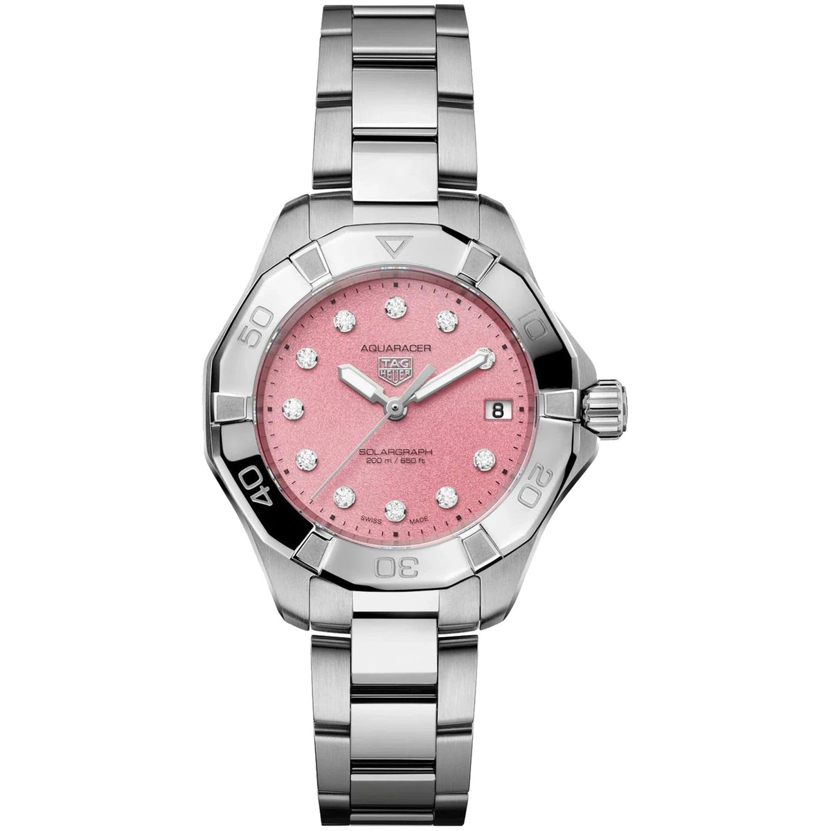TAG Heuer Aquaracer Professional 200 Solargraph 34mm Ladies Watch Pink (WBP1318.BA0005)