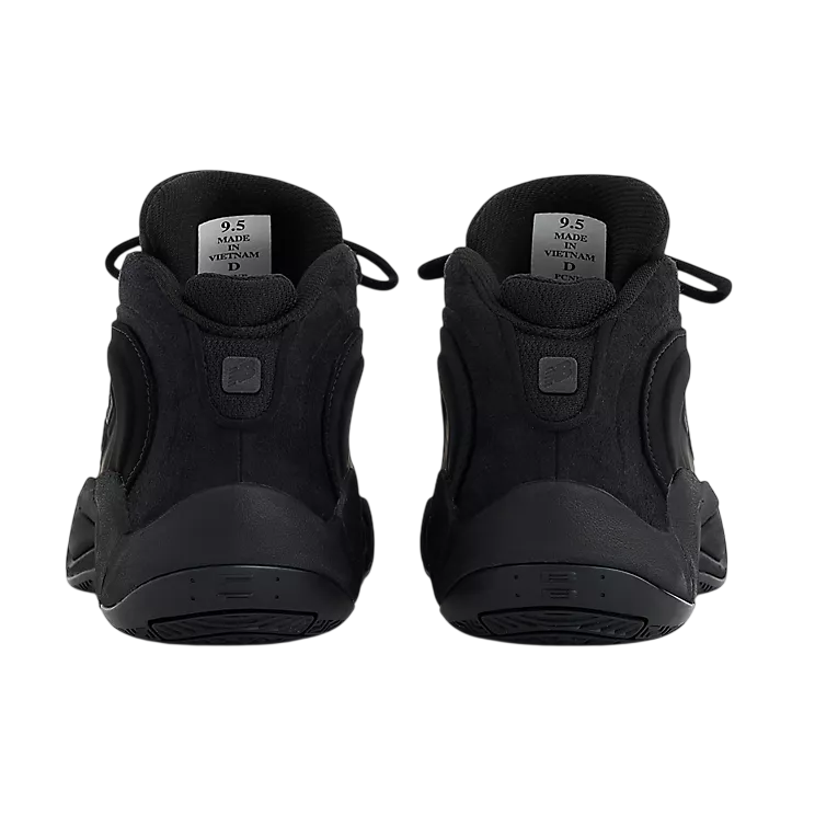 Pair of black sneakers on a white background