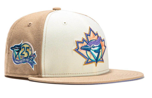 New Era 59 Fifty Sugar Shack 2.0 Toronto Blue Jays 25th Anniversary Patch Rail Hat - White, Tan, Lavender - Supra Sneakers