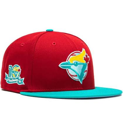 New Era 59FIFTY Captain Planet 2.0 Toronto Blue Jays 10TH Anniversary Patch Hat - Red, Teal - Supra Sneakers