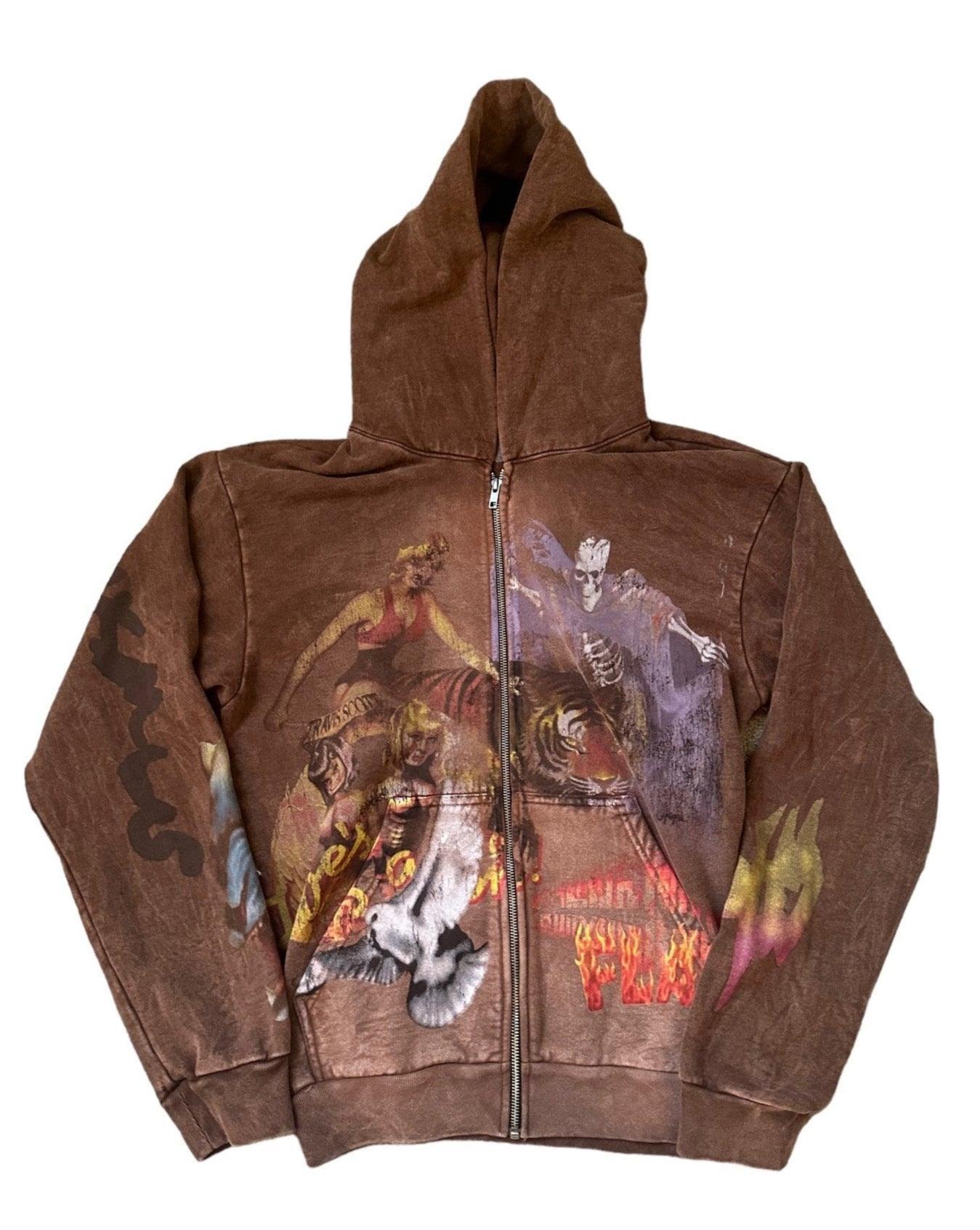 Travis Scott Utopia Tour Brown Zip Hoodie - Supra Sneakers