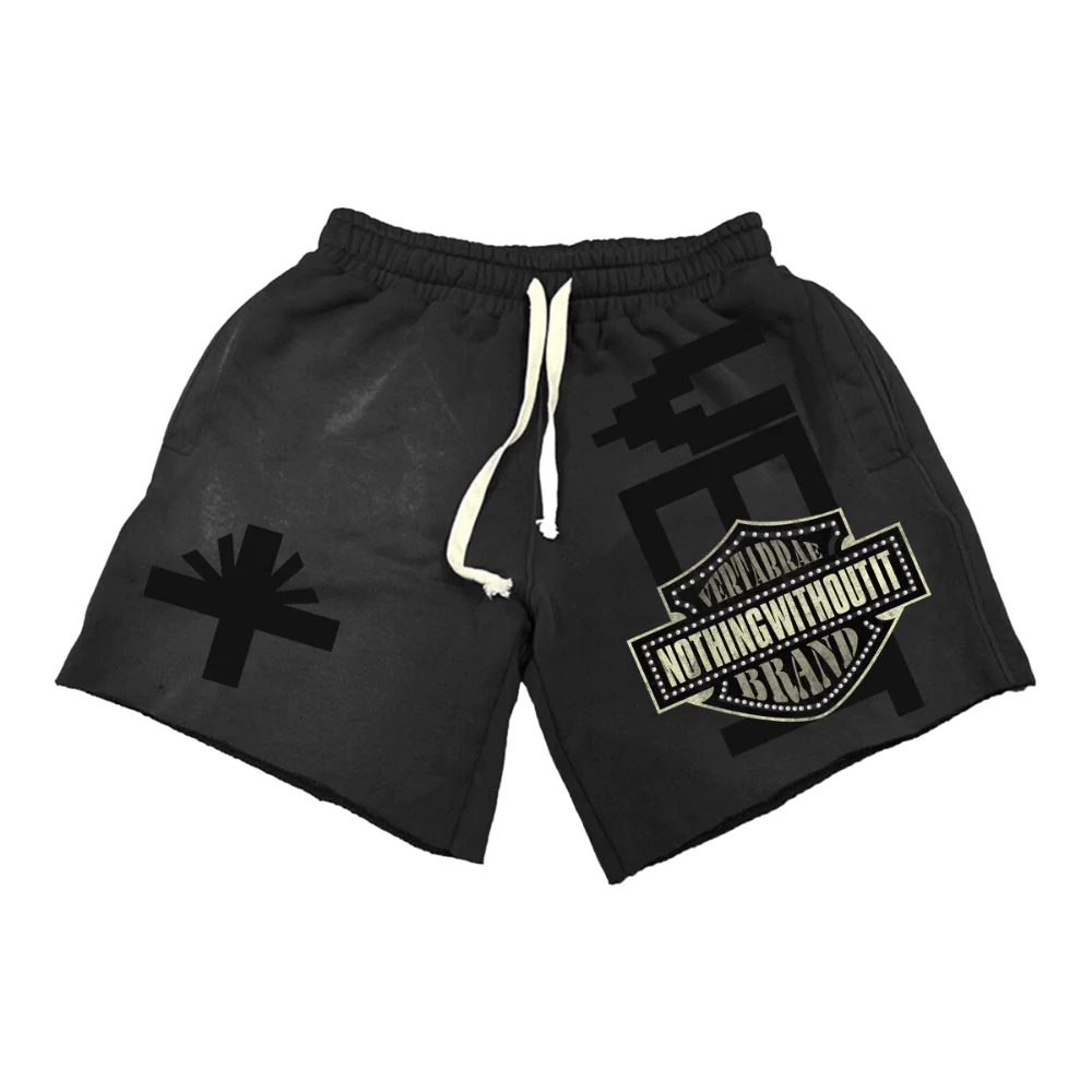 Vertebrae Black Double Emblem Shorts - Supra Sneakers