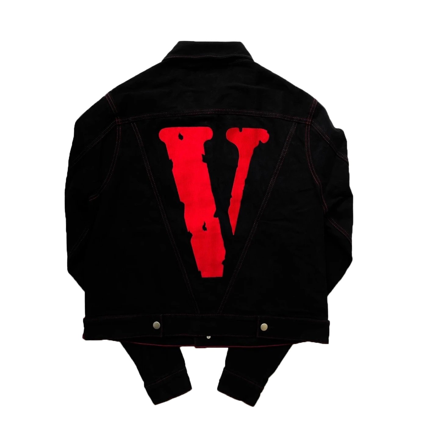 Vlone Friends Denim Jacket Black / Red (Gently Used) - Supra Sneakers