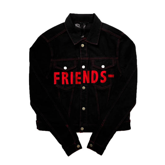 Vlone Friends Denim Jacket Black / Red (Gently Used) - Supra Sneakers